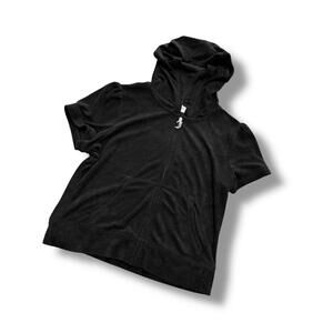 Black Juicy Cotuoure Terry Sleeveless Zip Up Hoodie